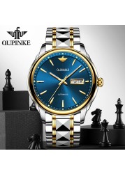 OUPINKE Luxury Brand Men Automatic Mechanical Watches Waterproof Stainless Steel Strap Watches Luxury Sapphire Mirror Male