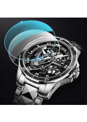 OUPINKE watch for men luxury brand men mechanical wristwatches skeleton design automatic watches sapphire glass watch 3178