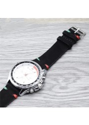 Genuine Suede Leather Watch Strap Handmade Colorful Stitching Black Watchband 18mm 20mm 22mm 24mm Replacement Band Men