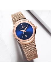 NAVIFORCE Luxury Women's Watches, Luxury Ladies Stainless Steel Watches Water Resistant Casual Rose Gold Quartz Band Watches