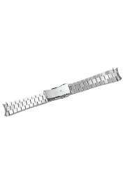 Rolamy 20 22mm Silver Hollow Curved End Solid Links Replacement Strap Strap Bracelet Double Push Clasp for Seiko