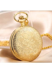 2022 New Unisex Gold Quartz Face Chain Pocket Watch Transparent Dripping Glue Diamond Bee Pattern Birthday Gift for Friend