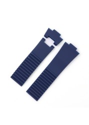 Carliot 22*10mm/25*12mm Black Brown Blue Waterproof Silicone Rubber Replacement Wristband Strap Strap for Ulysse Nardin