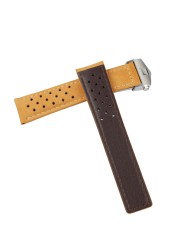 CARLYWET 20 22mm Light Brown Real Calf Suede Leather Vintage Replacement Wrist Leather Watch Band Strap with Clasp for Tag Heuer