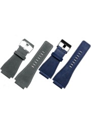 34mm*24mm Gray Blue Brown Leather Watch Band 3mm Thick Strap Belt Silver Black Pin Tongue Buckle