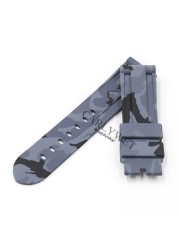 Carlywet 24mm Hot Sale Newest Camo Gray Replacement Waterproof Silicone Rubber Wrist Strap Webbing Belt Without Buckle