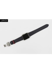 URVOI Deploy Buckle Strap for Apple Watch Series 7 6 SE 5 4 3 2 1 Strap for iwatch Strap Round Single Leather Watch Strap Swift