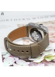 Leather Pin Buckle Strap for Apple Watch Series Strap 7 6 SE 5 4 3 2 Sport Strap Modern Single Loop Design Suitable for iWatch