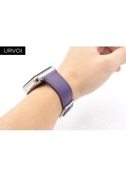 URVOI Band for Apple Watch Series 7 6 SE 5 4 3 Calf Leather Strap for iwatch with Classic Buckle Modern Design GEN.2 41mm 45mm