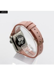 URVOI حلقة من جلد ل أبل ساعة سلسلة 7 6 SE 5 4 3 حزام ل iwatch 41 45 مللي متر T ثقب زهور مطبوعة المعصم النساء الفرقة