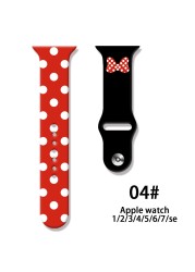 Disney Solo Strap Loop For Apple Watch Band 44mm 40mm 38mm 42mm Mickey Minnie Silicone Bracelet iwatch 6 5 4 3 SE 7 45mm 41mm