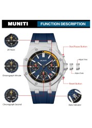 Fashion Quartz Watch Men Yellow Silicone Strap Chronograph Military Watches Sport Auto Date Wristwatch For Man Relogio