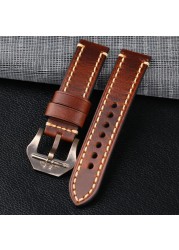 Handmade Bronze Submarine Buckle Watchband 22 24 26mm Brown Blue Black Suitable for BAM Bronze Watch Men Bracelet