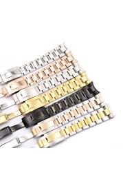 CARLYWET 20mm Middle Gold Solid Watch Band Curved End Screw Links Steel Clasp Bracelet For Rolex Oyster Subamriner Daytona GMT