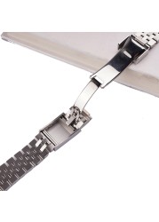 Carlewit 20 22mm Silver Stainless Steel Replacement Wrist Watchband Jubilee Bracelet With Oyster Clasp For Seiko Tudor Omega