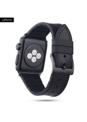 URVOI حزام ل أبل سلسلة ساعة 7 6 SE 5 4 3 2 1 حزام من الجلد سيليكون الظهر ل iwatch حزام تنفس 41 45 مللي متر مشبك أسود