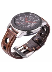 Cowhide Oil Wax Leather Watch Band, 22mm, 24mm, Dark Brown, for Men and Women, Genuine Leather, Fashionable, with Pin Buckle