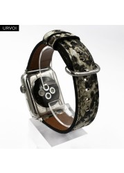 URVOI Leather Strap for Apple Watch Series 7 6 SE 5 4 3 2 1 Strap for iwatch band 41 45mm Microfiber with Python Modern Design