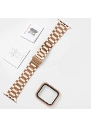 Stainless steel strap for Apple watch case 44mm/42mm 45mm/41mm smart watch bracelet for iWatch Series 7 4 3 5 SE 6 watchbands