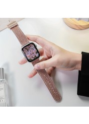 Silicone Strap for Apple Watch 40 44mm 38 42mm Bling Diamond Band for iwatch 6 5 4 3 Rubber Band for Apple watch 7 41 45mm