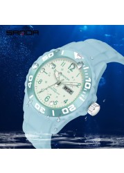 SANDA Fashion Casual Women's Watch Silicone Waterproof Quartz Women Watches Female Gift for Women Watch Relogio Feminino P1053