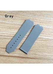 Watch Accessories 25*19mm Black Brown Gray White Blue Silicone Strap Watchband For HB Watch Strap Big Bang Fusion Chain Bracelet