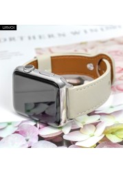 URVOI Strap for Apple Watch Series 7 6 SE 5 4 3 2 1 Sport Band Genuine Leather Pin Buckle for iWatch Modern Single Ring Design