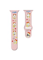 Doraemon Silicone Strap for Apple Watch Band 44mm 45mm 42mm 40mm 38mm 41mm Anime Watchband iWatch Apple Watch Serie 6 5 3 SE 7