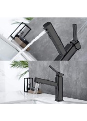 DQOK Bathroom Basin Faucets Basin Mixer Sink Faucet Pull Out Bathroom Water Mixer Chrome Brass Modern Washbasin Faucets Black