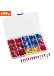 280pcs/set Cable Lugs Assortment Kit Flat Wire Female and Male Insulated Electrical Wire Connectors Cable Terminals Crimp Terminal Set Kit