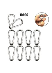 10pcs Spring Hook Stainless Steel Ring Steel Clips Keychain Heavy Duty Quick Link for Camping Hiking Travel In Stock