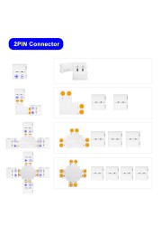 Led strip connector 2pin 3pin 4pin 5pin 10/12mm width L/T/X shape corner welding for WS2811 WS2812B 3528 5050 RGB LED light