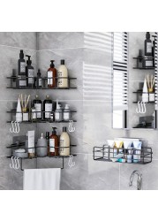 Bathroom Shelf Shower Wall Mount Shampoo Storage Holder With Suction Cup No Drilling Kitchen Storage Bathroom Accessories