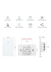 Tuya - Connected Wall Switch, Wi-Fi, Touch Sensor, 110V/220V, Neutral Wire Required, Voice Control, Compatible with Alexa and Google Home