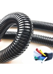 2M Insulation Corrugated Tube Pipe Nylon Wire Harness Casing Cable Sleeves Cord Duct Cover Auto Car Mechanical Line Protector