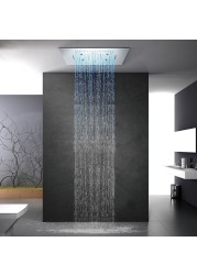 Bluetooth Music Shower LED Light Shower Music Waterproof Speaker Shower Waterfall, Foggy Bathroom 304SUS Bathing 60*80cm