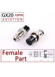 10pcs High Quality GX20 2/3/4/5/6/7/8/9/10/12/15 Pin Female 20mm Round Wire Flight Board Connector Socket Industrial Socket