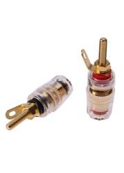 2pcs amplifier gold-plated speaker binding posts oxidation resistance brass terminal with transparent shell for banana plug 4mm