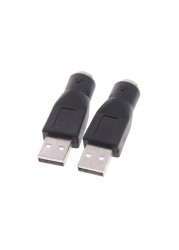 2pcs/lot Black USB Male for PS2 Female Adapter Cable Converter for Laptop Portable Keyboard Mouse