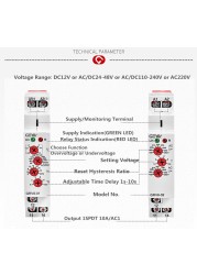 Free Shipping GEYA GRV8-02 Monitor Overvoltage and Undervoltage Protection Relay DC 12V 24V 48V 110V 220V 240V