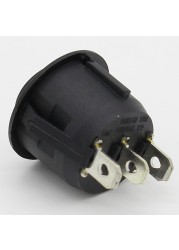 10pcs 23mm Black Round 3 Pin 10A/125V 6A/250V AC 3 Position SPDT ON-OFF-ON Rocker Switch Snap