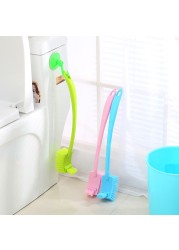 Portable Plastic Toilet Brush Bending Long Handle Bathroom Toilet Bowl Scrub Double Sided Cleaning Brush Bathroom Accessories