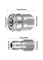 2 Set NPT 3/8 بوصة غسالة الضغط محول الفولاذ المقاوم للصدأ الذكور والإناث طقم توصيل سريع غسالة محول