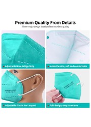 1-100pcs KN95 Masks ffp2fan 5 Layers Mouth Mask FFP2 KN95 Respirator FPP2 Masque FFP 2 Protective Face Mascarillas Masken CE