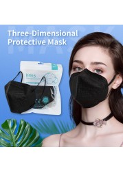 20-200pcs 5 Layers FFP2 Adult Mask Black KN95 Fabric Mascarillas Approved Mouth Face FPP2 Mask KN95 Respirator Filter ffp2fan