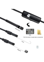 5.5mm Endoscope Camera Flexible IP67 Waterproof Micro USB Inspection Borescope Camera Android Laptop 6 LEDs Adjustable