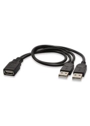 2.0 USB واحد الإناث ، اثنين كابل شحن البيانات الذكور واحد إلى اثنين كابل شحن 1 دقيقة 2USB كابل بيانات 30 سنتيمتر