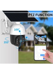 Gadinan Solar Power IP CCTV Camera 4G 1080P PTZ Rechargeable Outdoor Two Way Audio Security Protection Camera with TF Card