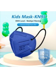 9-12 سنة الأطفال FFP2 أقنعة 5 طبقات Mascarilla KN95 Infantil FFP2mask Niños Mascarillas FPP2 Homologada الاطفال قناع FP2