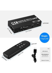 2021 3x2 Matrix splitter splitter with SPDIF and L/R 3.5mm HDR HDMI-compatible Switch 4x2 Support HDCP 2.2 Arc 3D 4K@60Hz for PS5